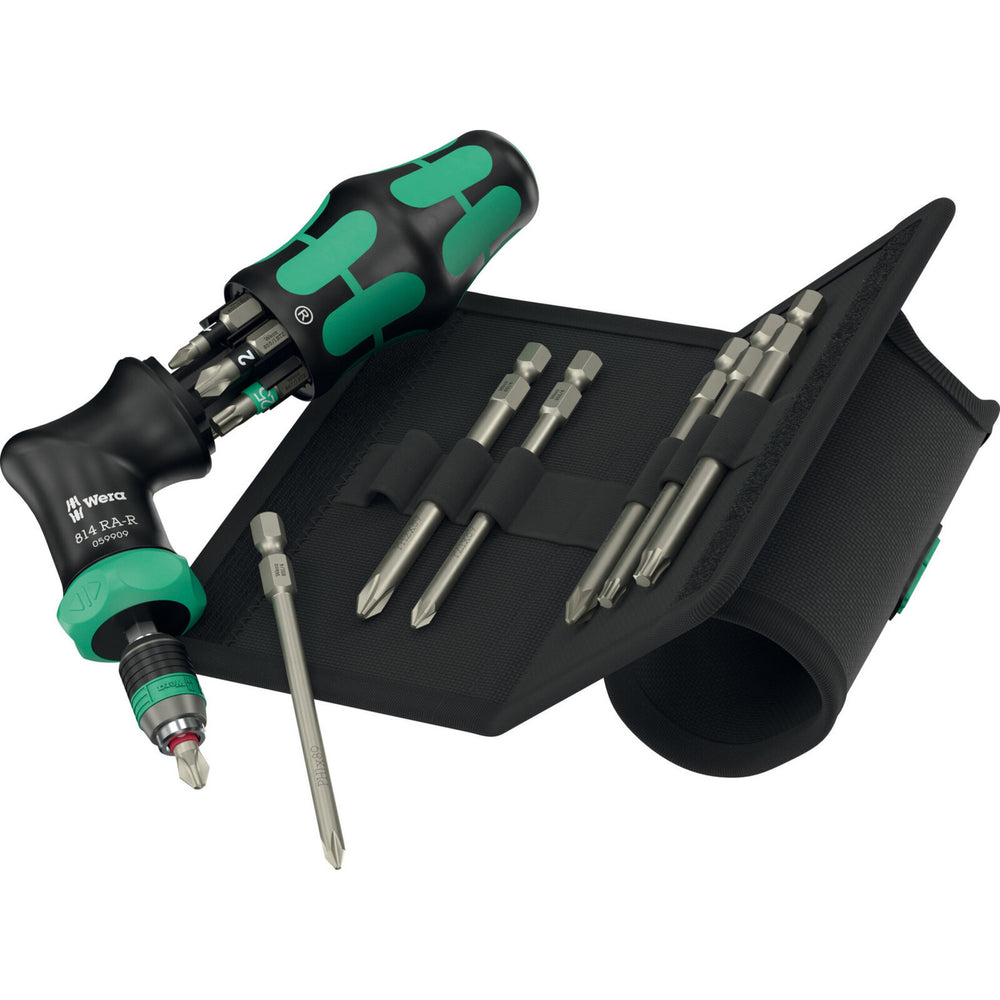 Wera kraftform kompakt pistol ra -r 2, 13‑delig bitset (zwart groen)