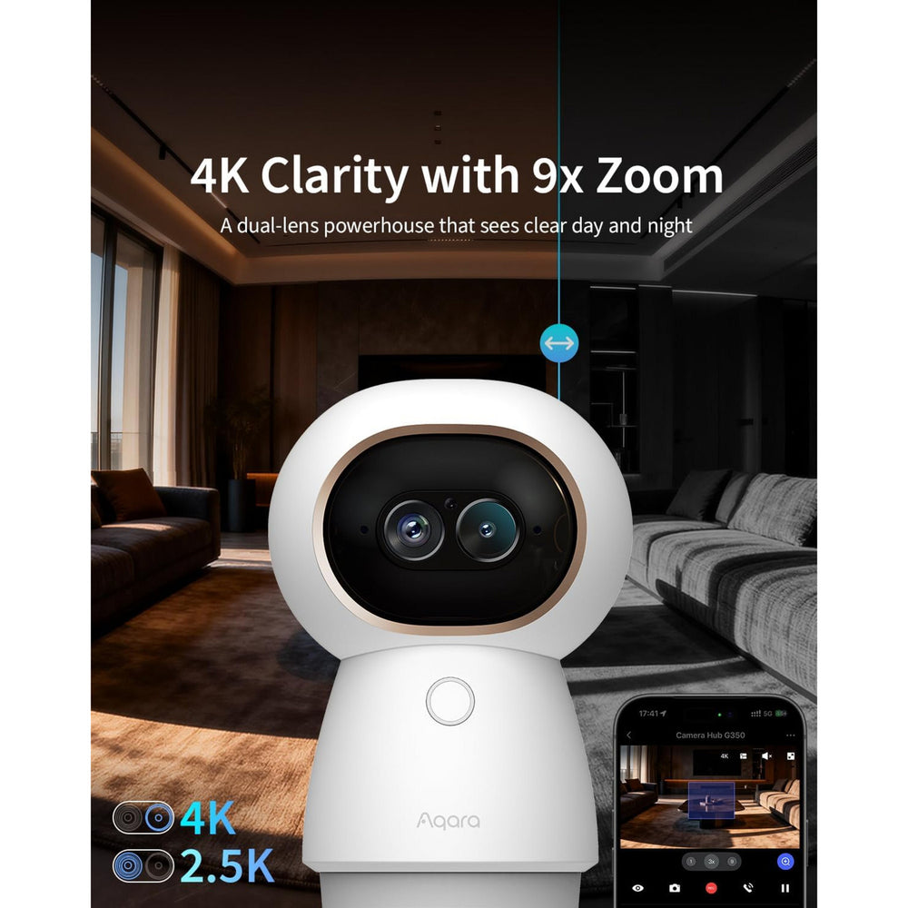 Aqara camera hub g350 (wit, dubbele lens, 4k 2,5k, 360°)