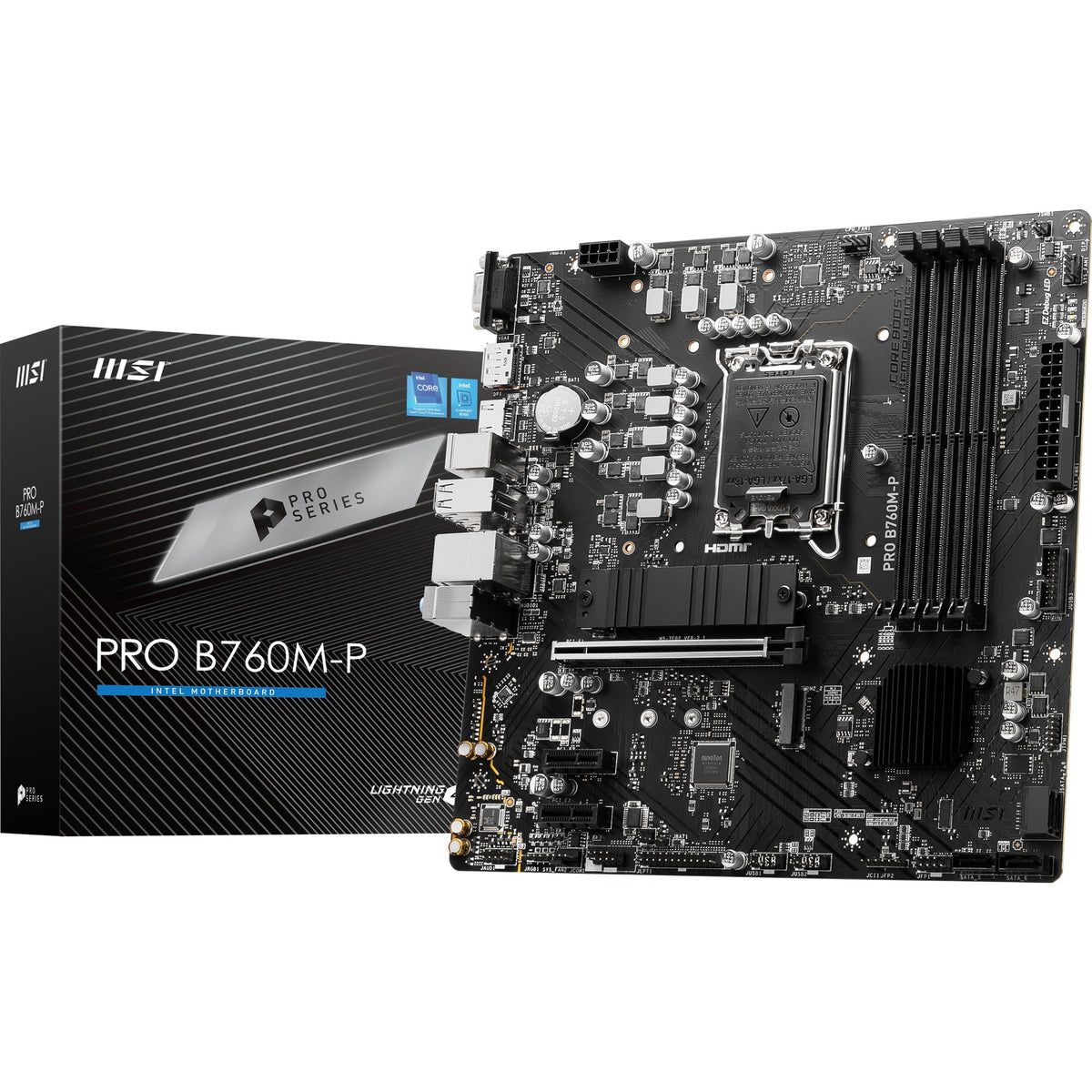 Msi pro b760m-p socket 1700 motherboard (black, raid, gb-lan, sound, µatx)