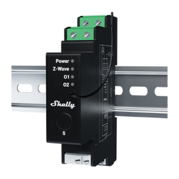 Shelly wave pro shutter lr (eu) relais (zwart, z-wave)