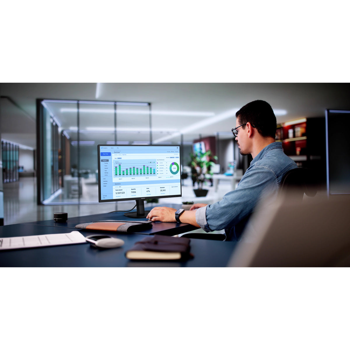 Philips 27b2n3500j 27 monitor (zwart, 120 hz, hdmi, displayport, audio, usb-hub)