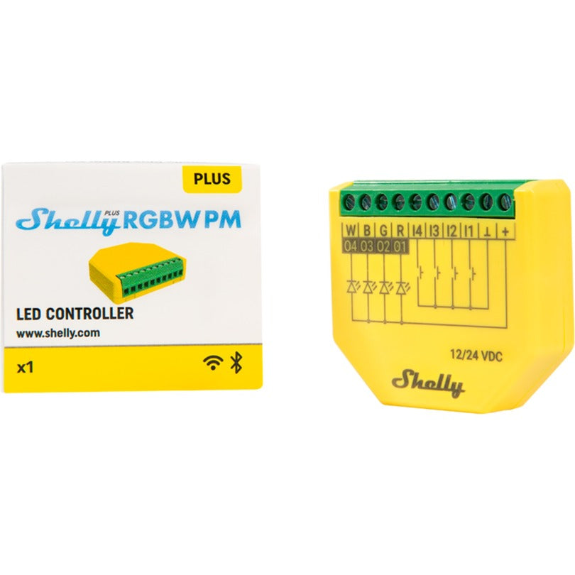 Shelly plus rgbw pm relais (geel)