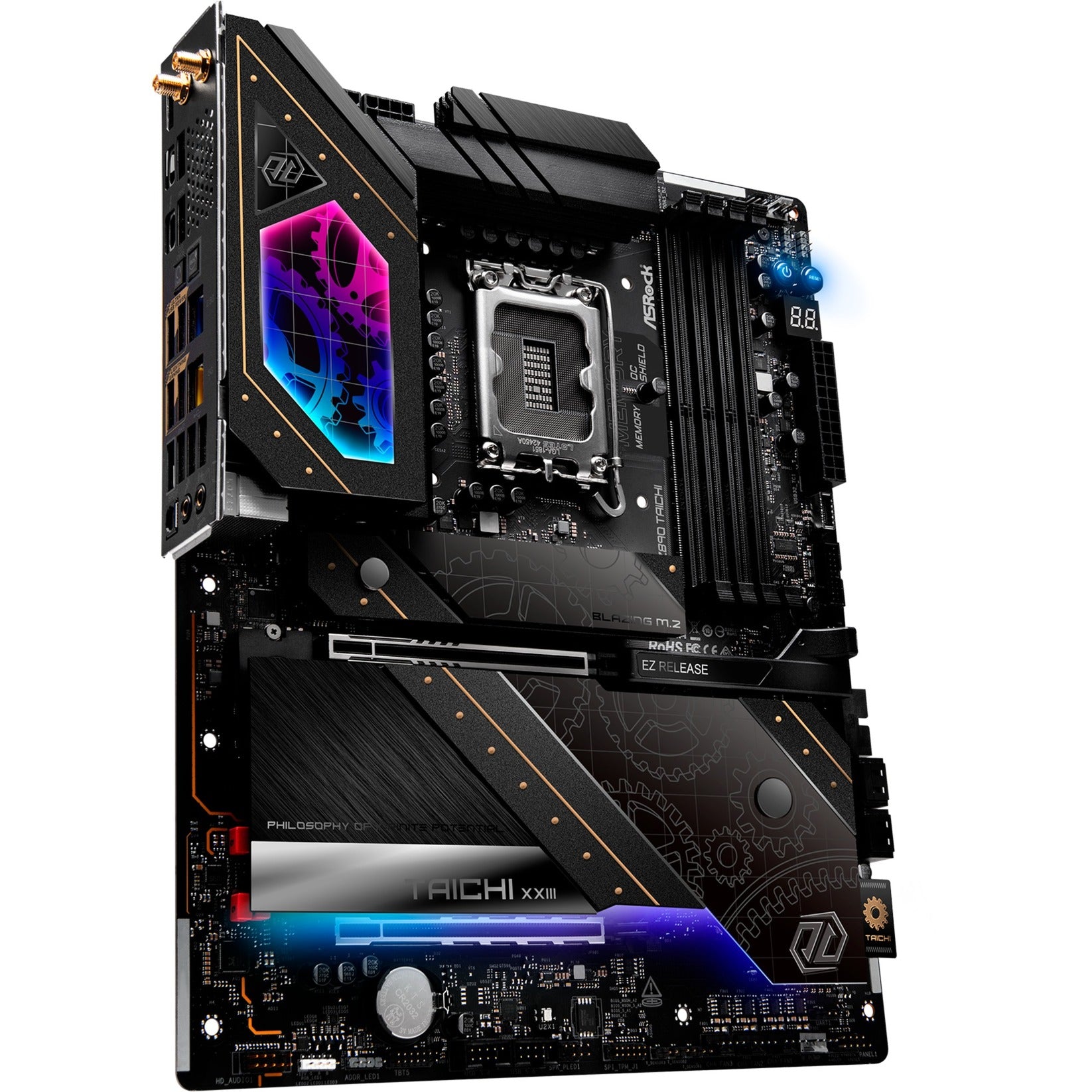 Asrock z890 taichi socket 1851 moederbord (zwart, raid, 5gb-lan, 2.5gb-lan, wi-fi 7, bt, sound, atx)