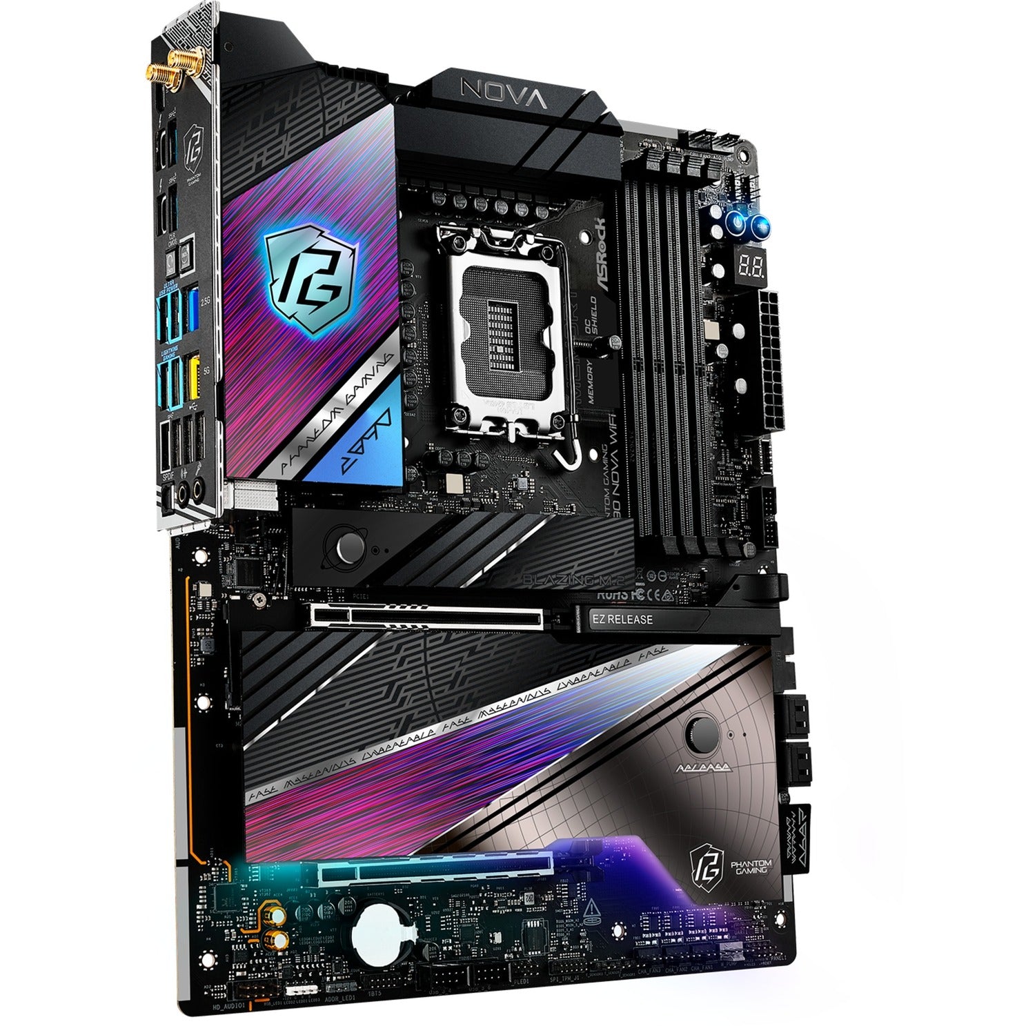 Asrock z890 nova wifi socket 1851 moederbord (zwart, raid, 5gb-lan, 2.5gb-lan, wi-fi 7, bt, sound, atx)