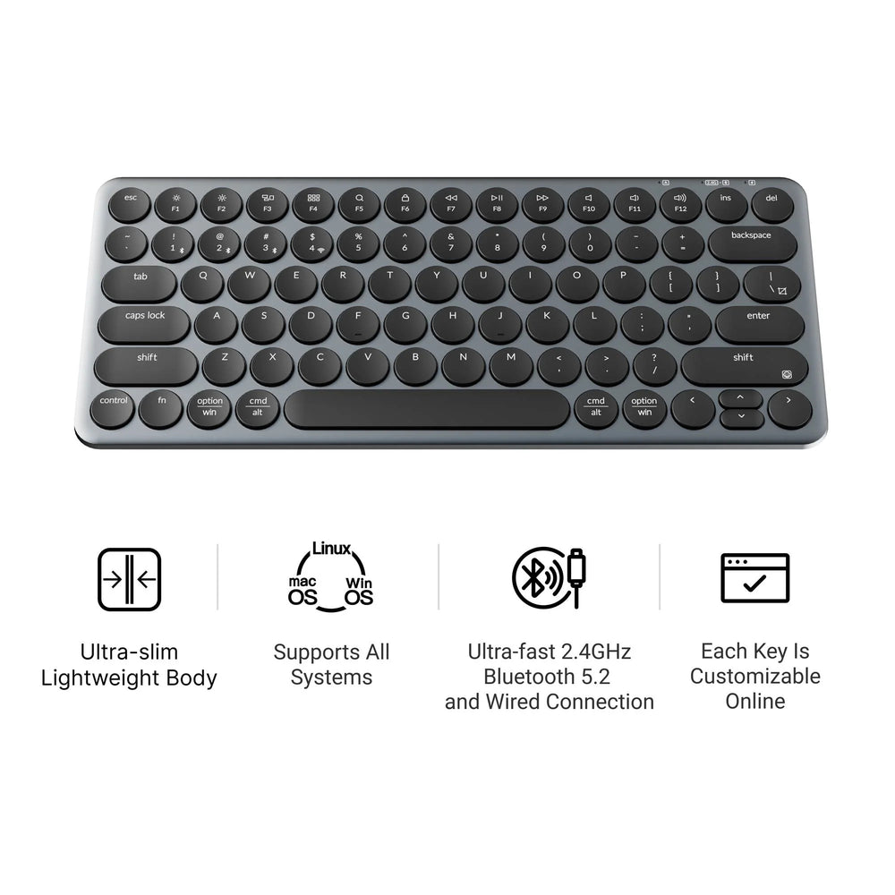 Keychron b3 pro-k8 toetsenbord (wit, us lay-out (qwerty), scissor switches, 75%, abs keycaps, 2.4 ghz | bluetooth | usb)