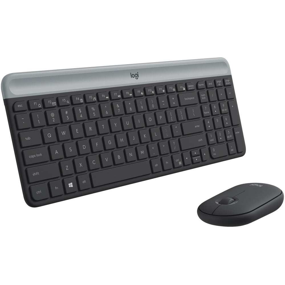 Logitech mk470 slim draadloze desktopset (zwart, us-international lay-out (qwerty), scissor switches, 100%, 1000 dpi)