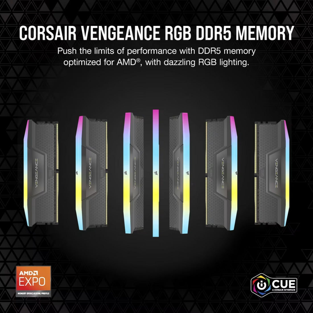 Corsair vengeance rgb 32 gb ddr5-6000 (2x 16 gb) werkgeheugen (zwart, cmh32gx5m2d6000z38, xmp, expo)