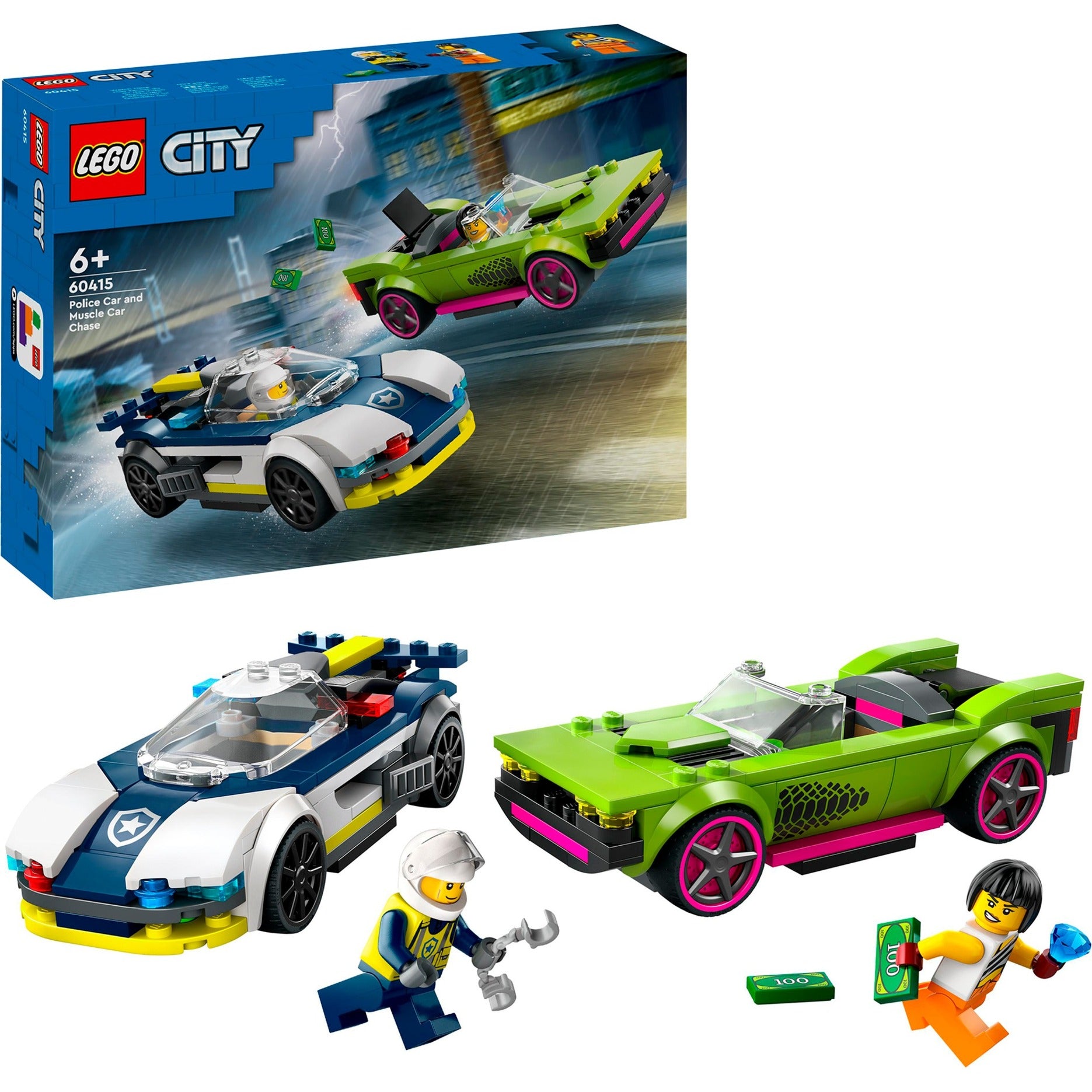 Lego city - politiewagen en snelle autoachtervolging constructiespeelgoed (60415)