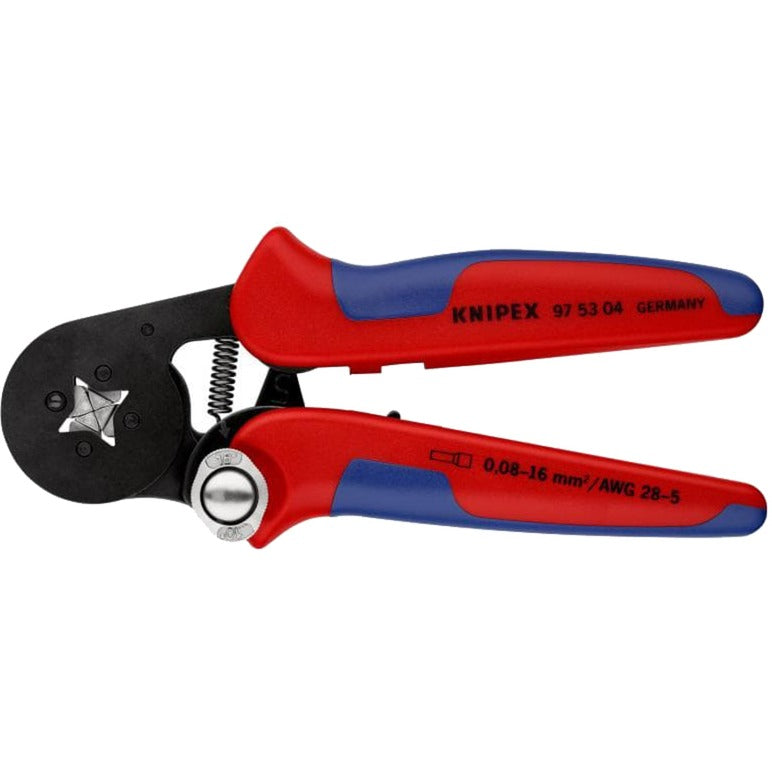 Knipex zelfinstellende krimptang voor adereindhulzen 97 53 04 sb (rood blauw, met zij-invoering)