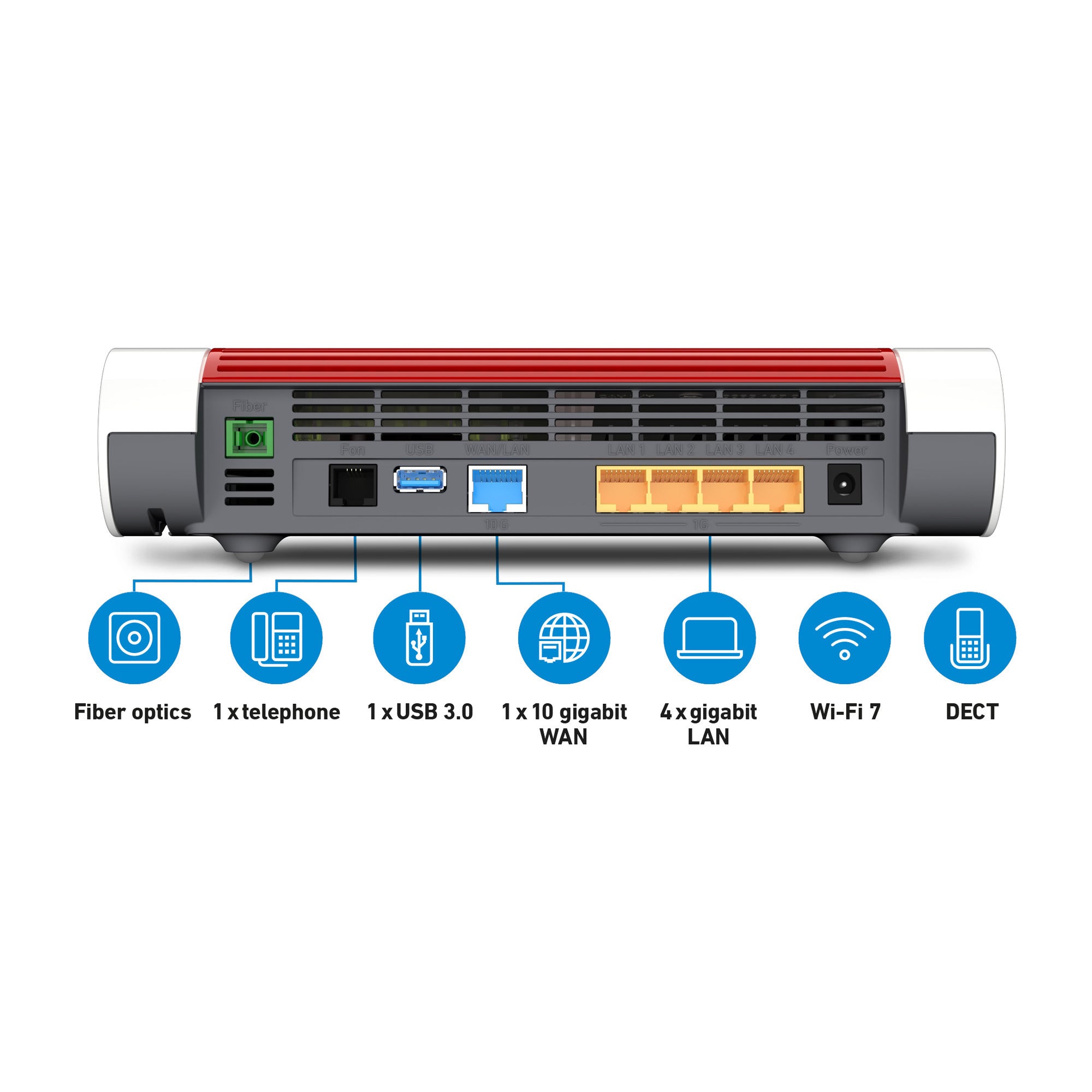 Fritz! box 5690 xgs edition international glasvezel router (wit rood, mesh wi-fi, 10 gbit s)