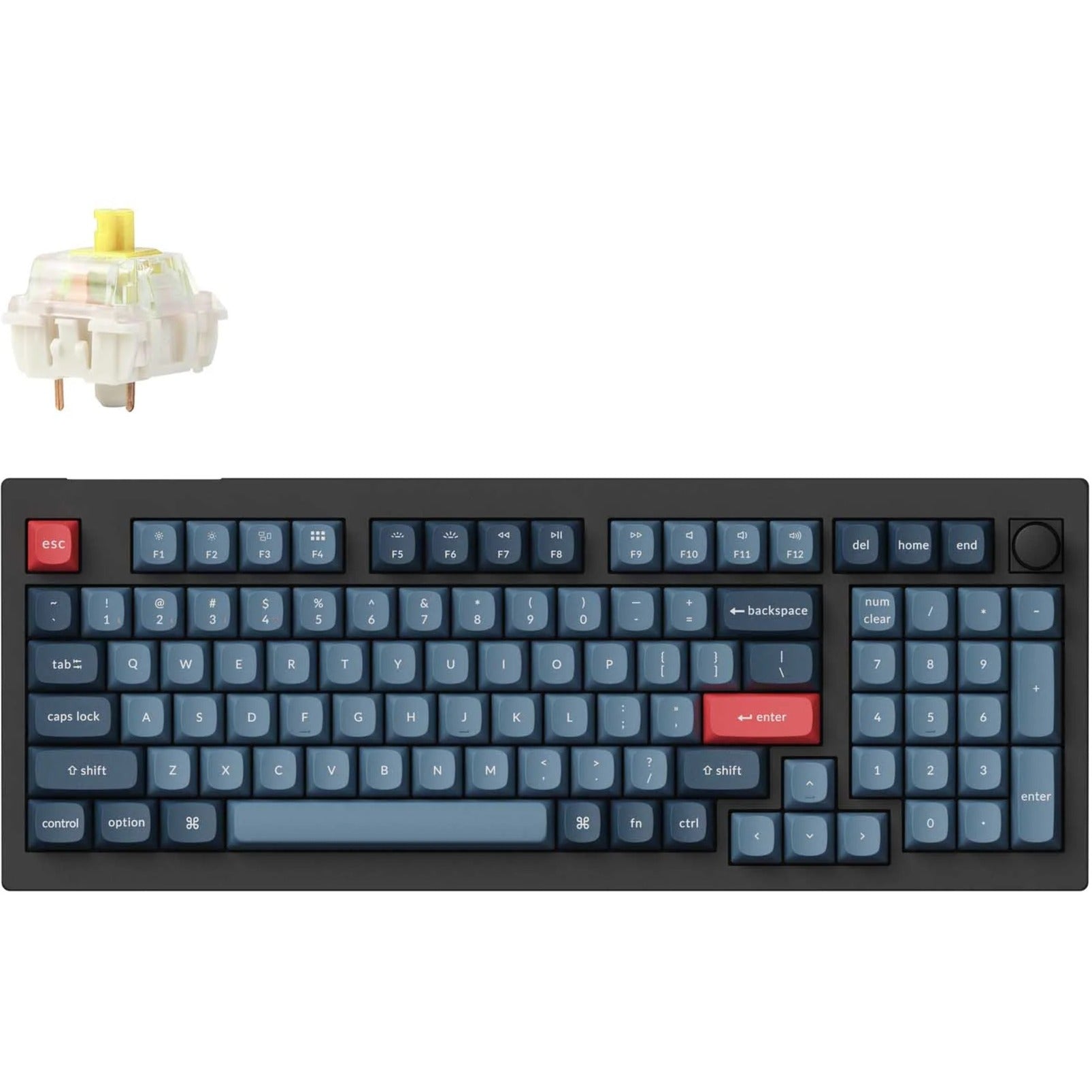 Keychron v5 max-d4, toetsenbord (zwart, us lay-out, gateron jupiter banana, rgb leds, 96%, double-shot pbt, hot swap, 2.4 | bluetooth | usb-c, knob)
