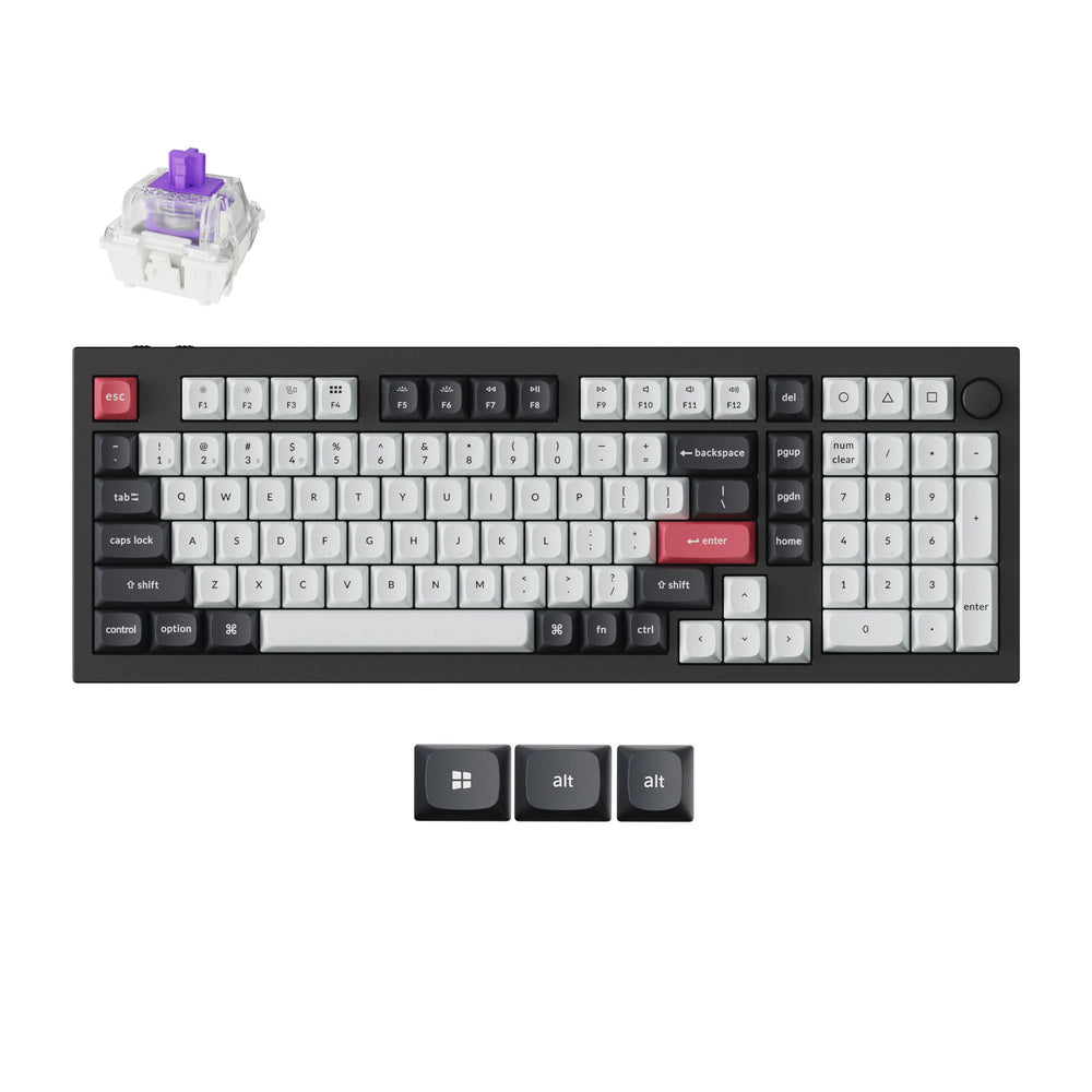 Keychron q5 he qmk wireless custom keyboard (zwart, us lay-out (qwerty), gateron double-rail magnetic nebula, 96%, rgb leds, osa double-shot pbt, hot swap, knob, 2.4ghz | bluetooth 5.1 | usb-c)