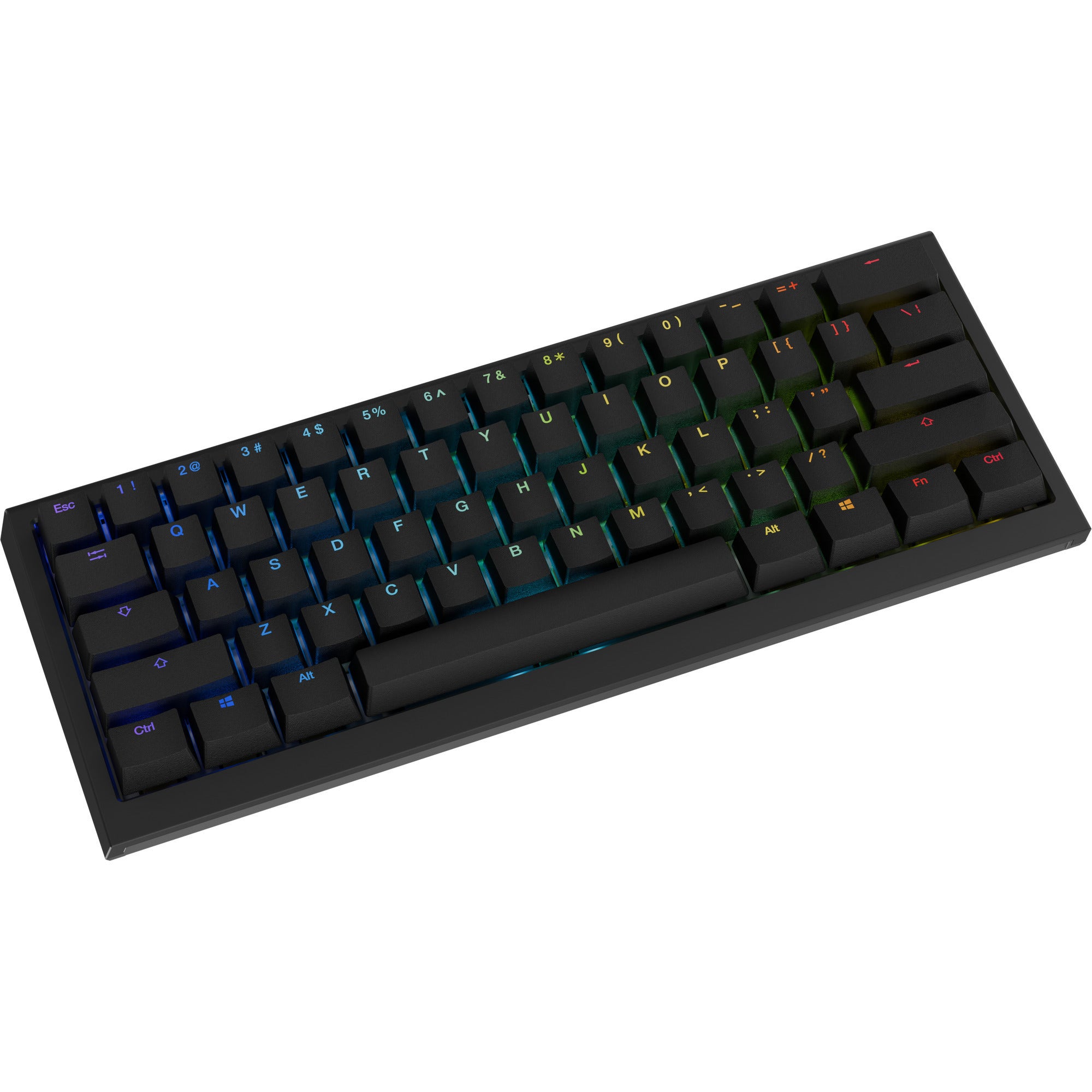 Ducky one x mini wireless rgb mechanisch toetsenbord (zwart, us lay-out (qwerty), inductive, 60%, hot-swappable, pbt, 2.4 ghz | bluetooth | usb-c)