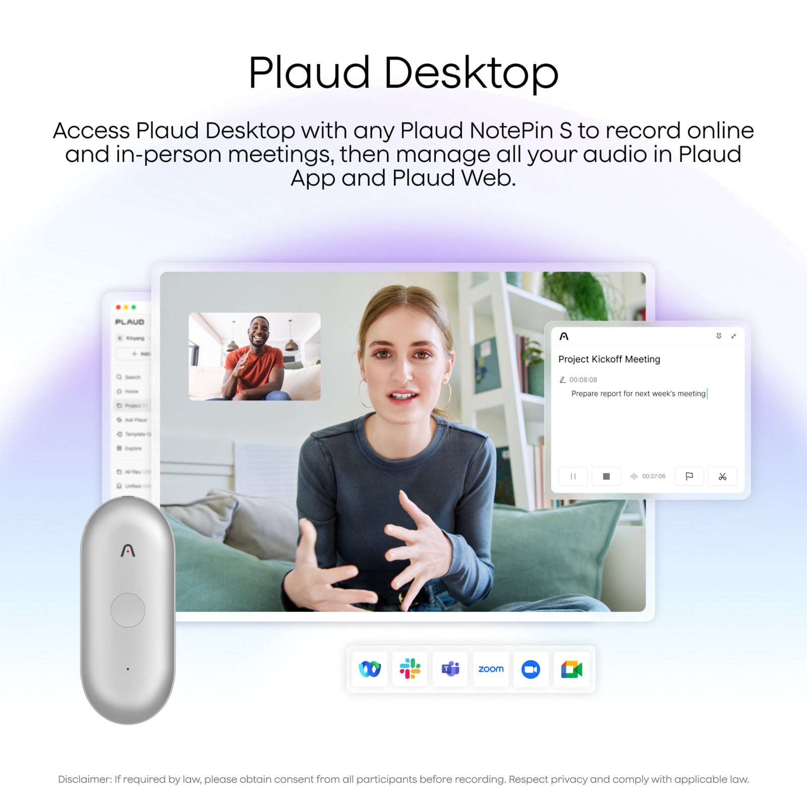 Plaud notepin s dicteerapparaat (zwart, 64 gb, bluetooth 5.2 ble (bluetooth low energy) wi-fi)