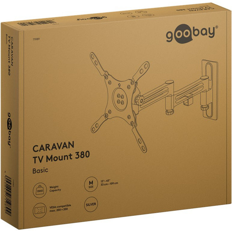 Goobay tv wall mount caravan fullmotion (m), 13 to 43 inch wandmontage (zilver)