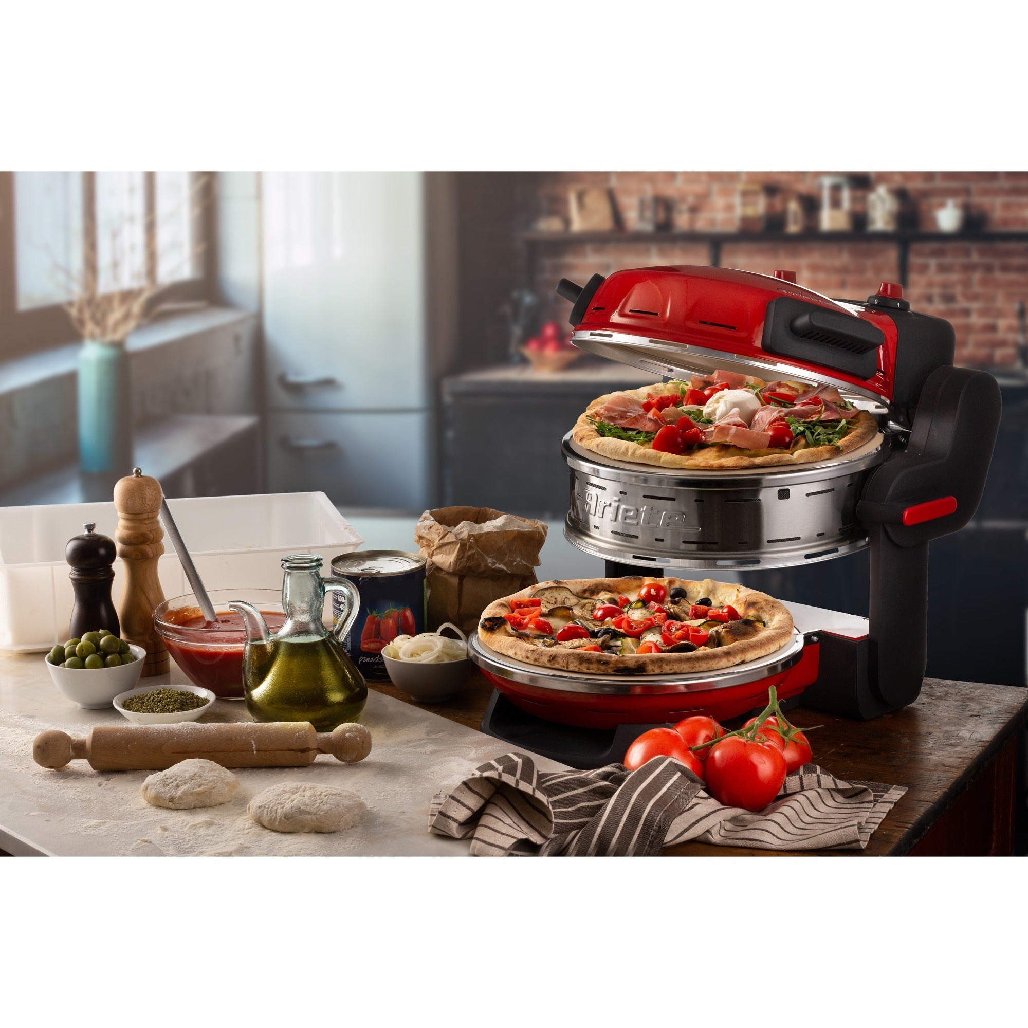 Ariete dubbele pizzaoven 0927 00 (rood)