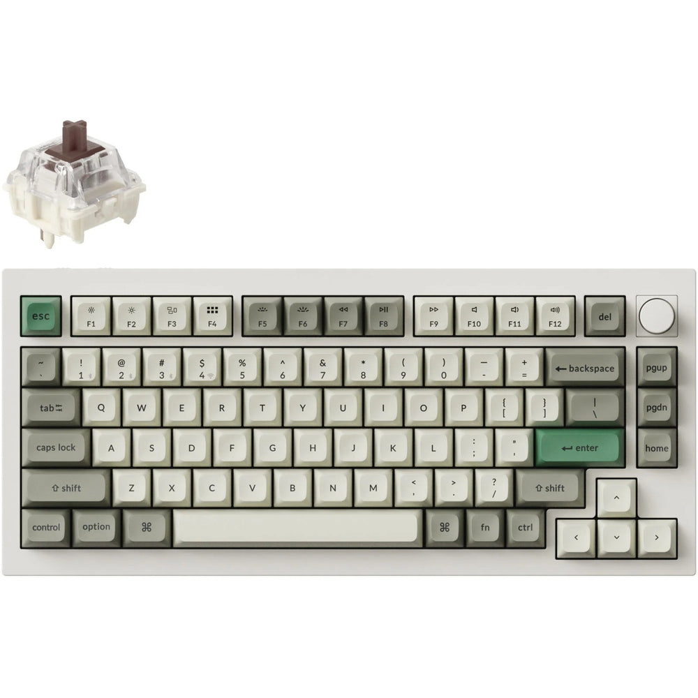 Keychron q1 max-p3 rgb mechanisch toetsenbord (wit, us lay-out (qwerty), gateron jupiter brown, 75%, rgb leds, ksa double-shot pbt, hot swap, knob, 2.4ghz | bluetooth 5.1 | usb-c)