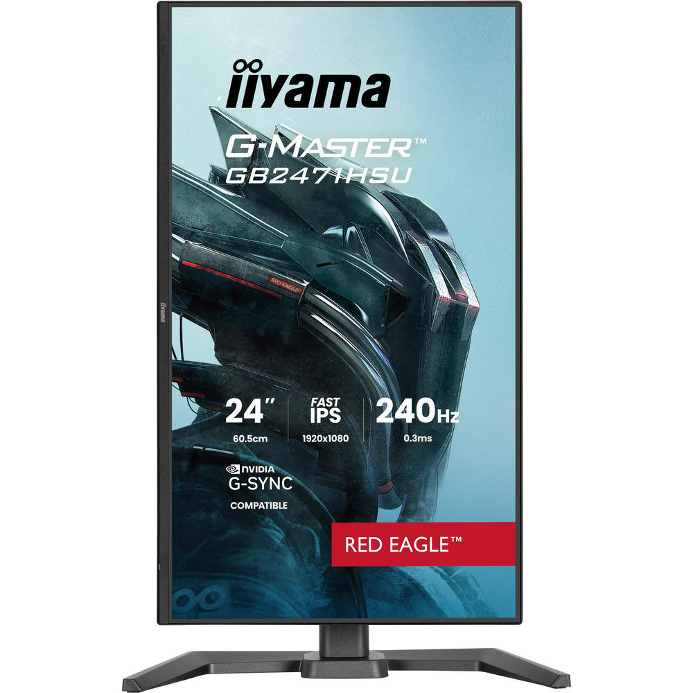 Iiyama g-master red eagle gb2471hsu-b1 23.8 gaming monitor (zwart, 2x hdmi, displayport, usb-a, usb-c, 240 hz)