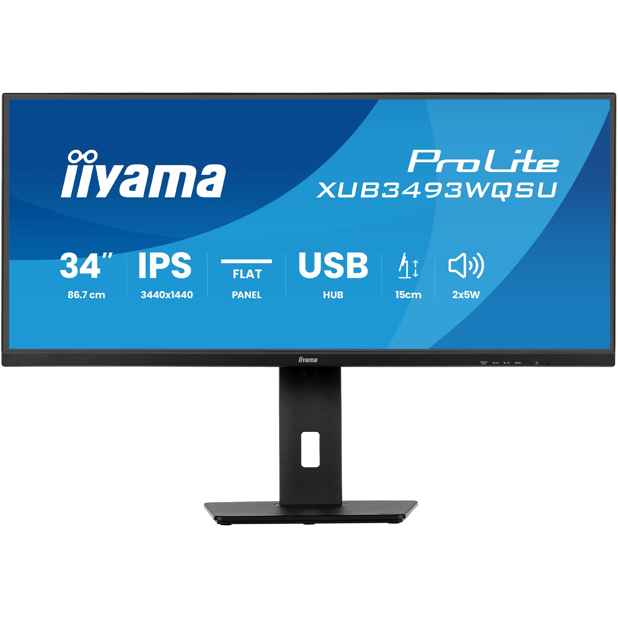 Iiyama prolite xub3493wqsu-b6 34 ultrawide monitor (zwart (mat), 2x hdmi, displayport, 2x usb-a, usb-b, 2x usb-c, 120 hz)