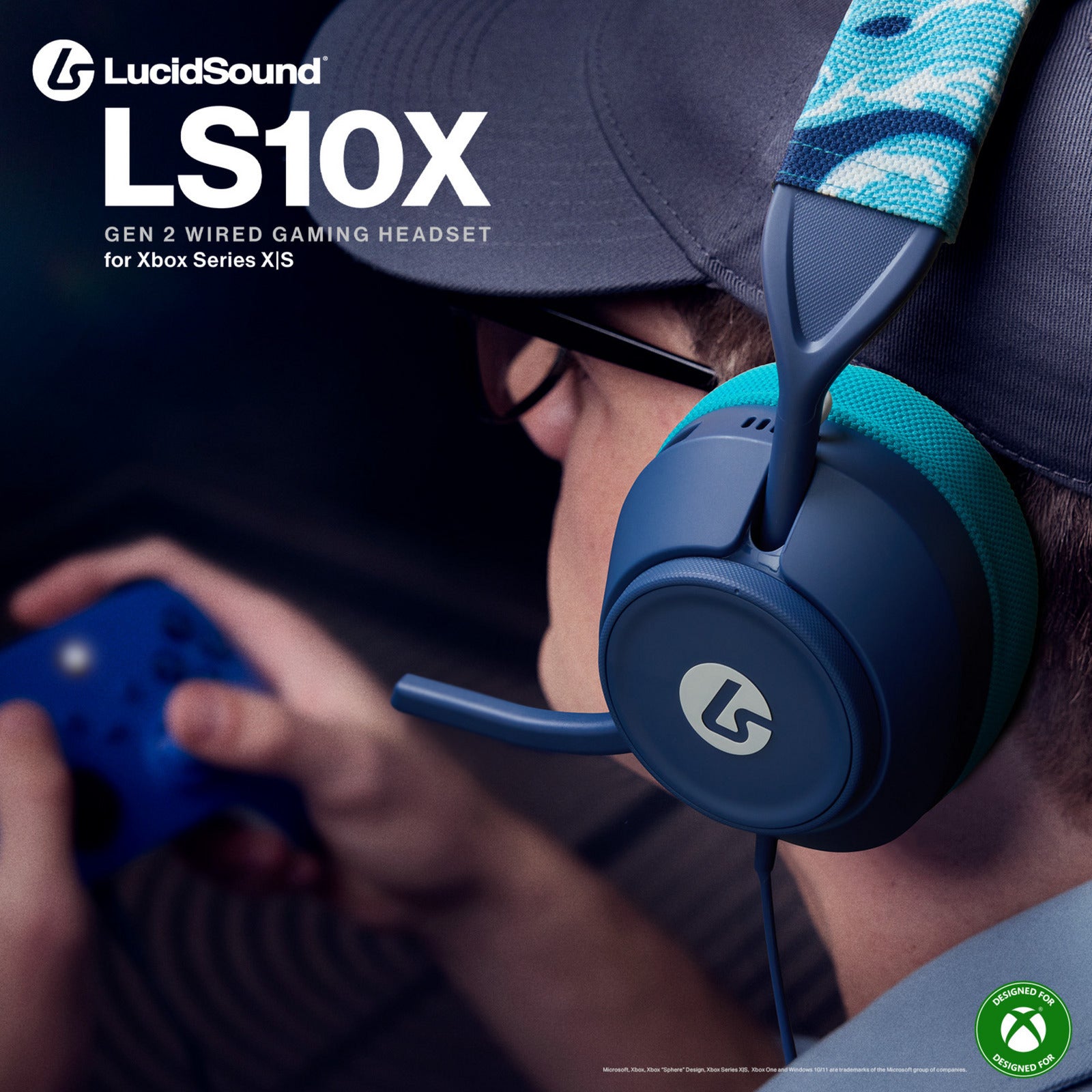 Powera lucidsound ls10x gen 2 bedrade gamingheadset voor xbox series x|s - watergolf over-ear gaming headset (azuurblauw lichtblauw, xbox series x|s, xbox one, pc)