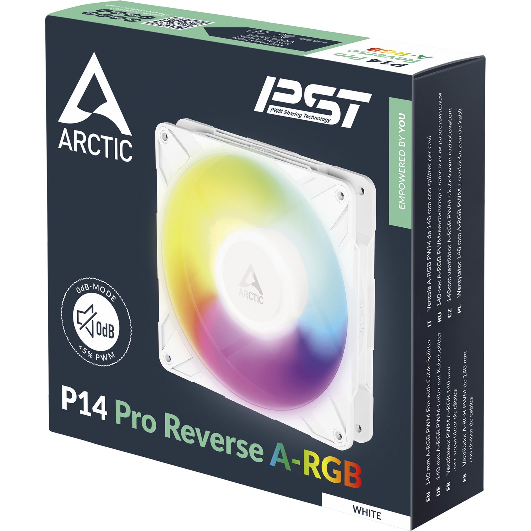 Arctic p14 pro reverse a-rgb case fan (wit, 140 x 140 x 30 mm, pwm)