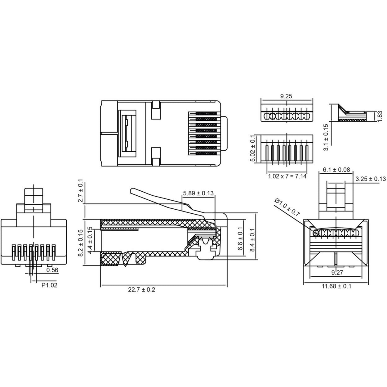 Goobay rj45 plug, cat 5e stp stekker (grijs, 10 stuks)