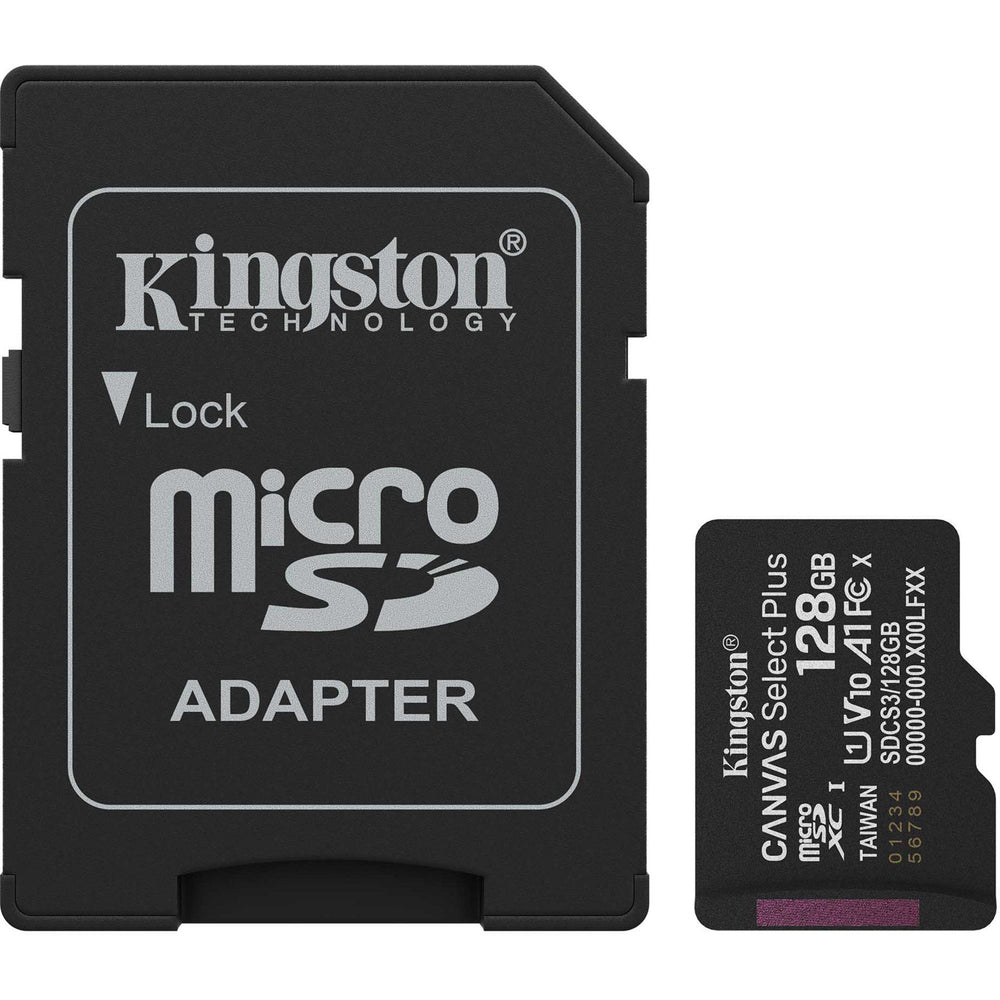 Kingston canvas select plus 128 gb microsdxc geheugenkaart (zwart, uhs-i u1, class 10, v10, incl. sd adapter)