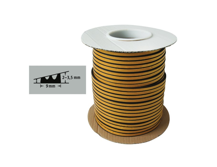 Fix-o-moll Tochtband E profiel 100m x 9 mm 1-3,5mm zwart