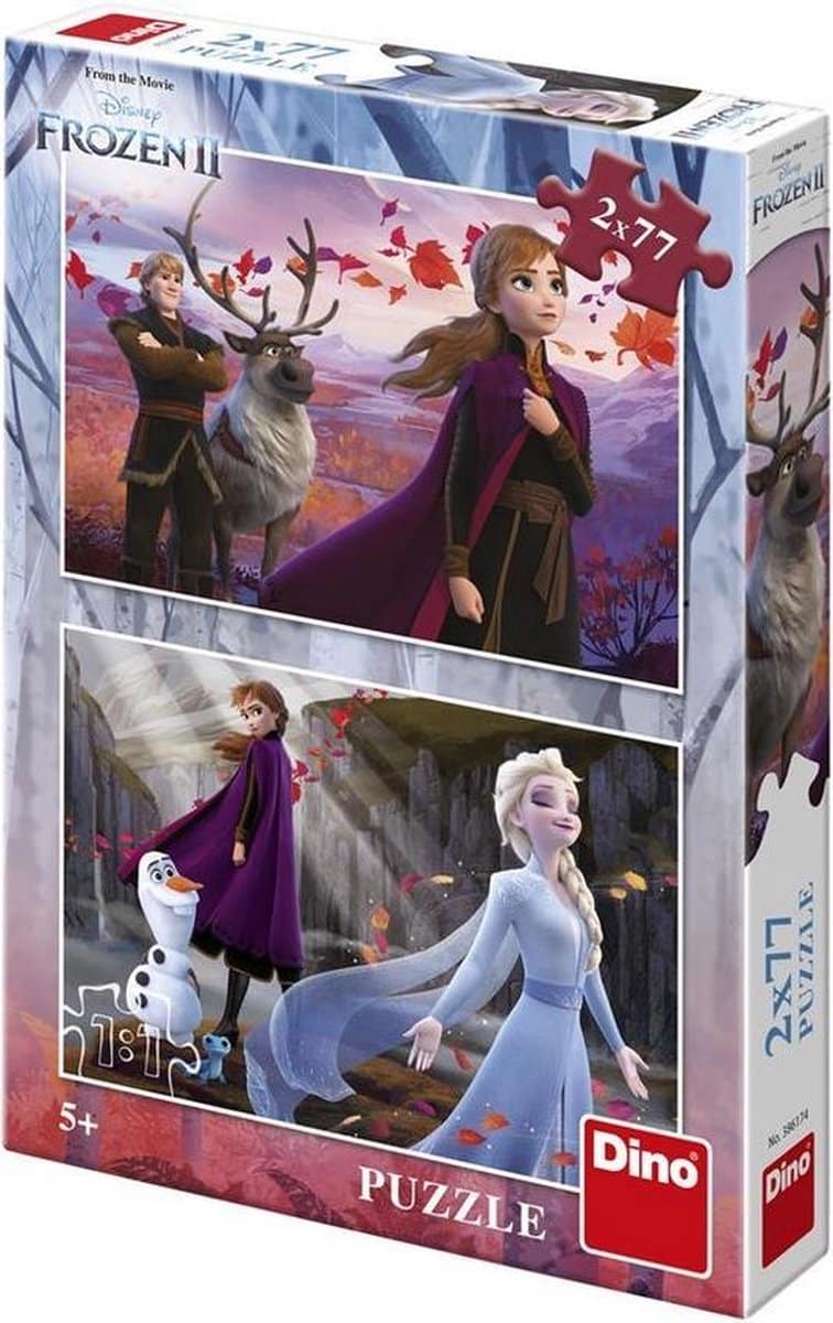 Dinotoys dinopuzzel - disney apos;s frozen ii - 2 x 77 stukjes