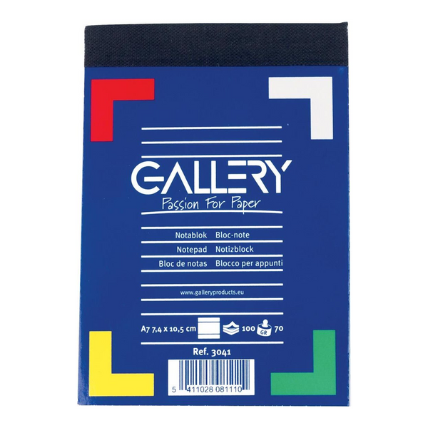 Gallery notitieblok formaat 74 x 105 cm (a7) gelijnd blok van 100 vel 1 stuk