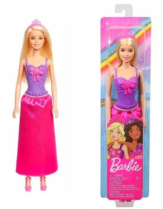 Dinotoys apeldoorn barbie prinses blond met paarse outfit en roze strike
