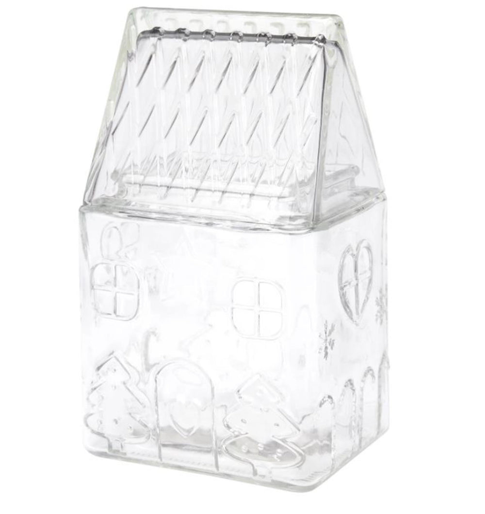 Home styling voorraadpot glas 1500ml kersthuisje