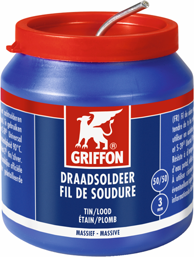 Griffon draadsoldeer tin lood 50 50 massief | ø 3.0 mm pot | 500 g - 1236247