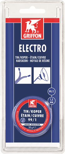 Griffon electro draadsoldeer tin koper 99 1 harskern | ø 1.5 mm blister | 50 g - 6312696