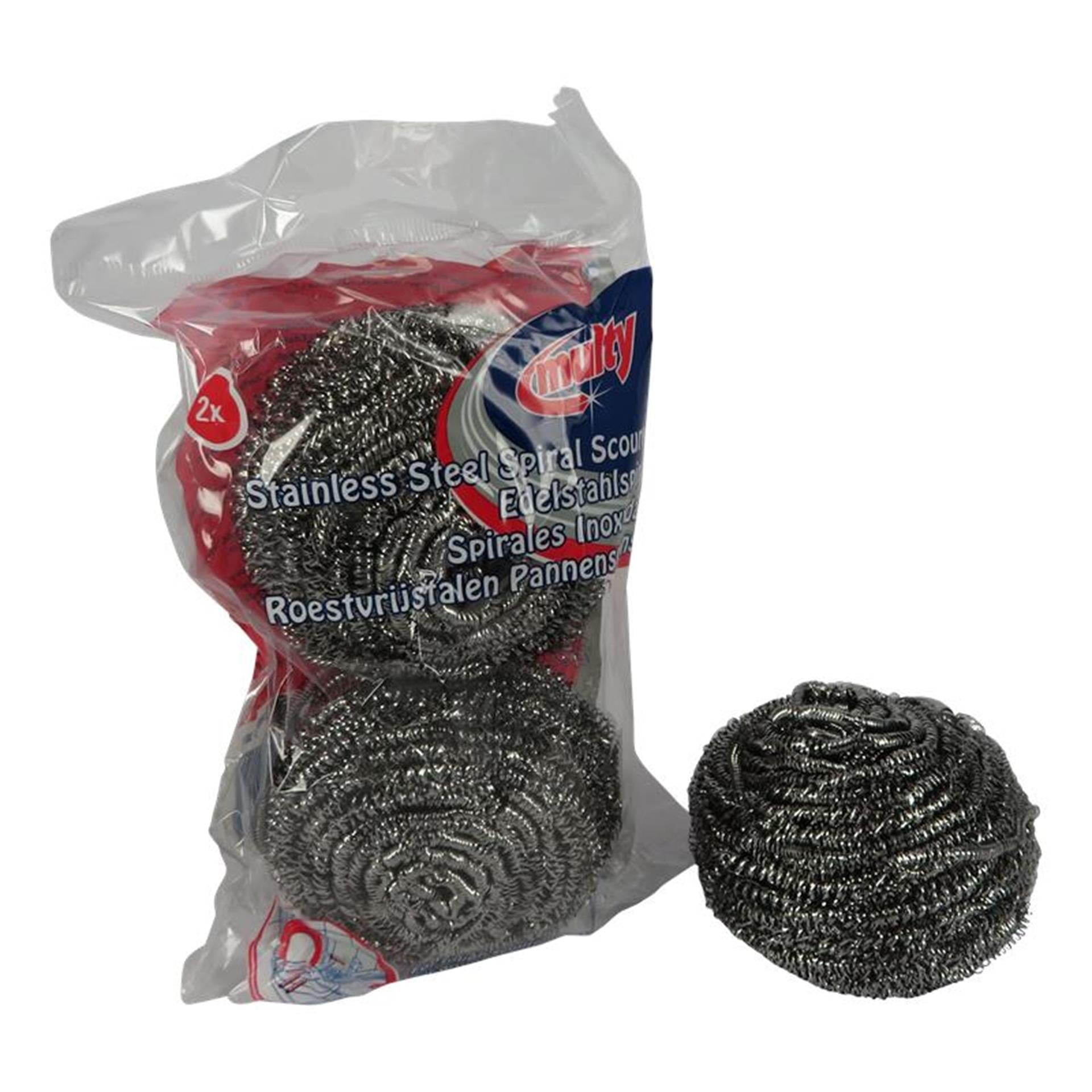 Multi pannenspons roestvrij staal 2 stuks