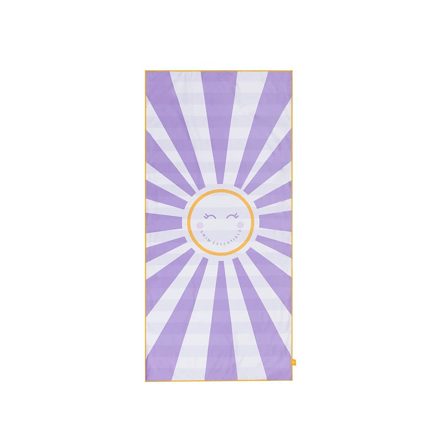 Happy sunshine | paars wit microvezel handdoek 135 x 65 cm