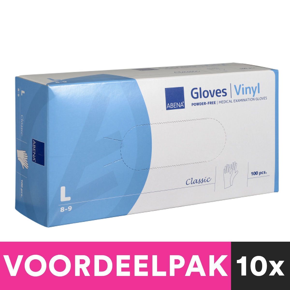 Abena poedervrije vinylhandschoenen maat large 100 stuks voordeelpakket