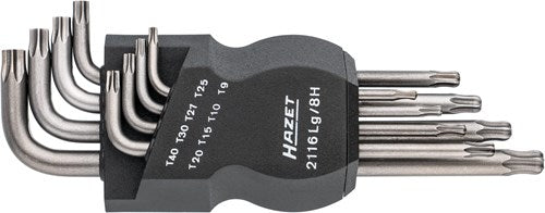 Hazet set met haakse schroevendraaiers 2116lg 8h · binnen-torx®-profiel · 8-delig · t9 · t10 · t15 · t20 · t25 · t27 · t30 · t40