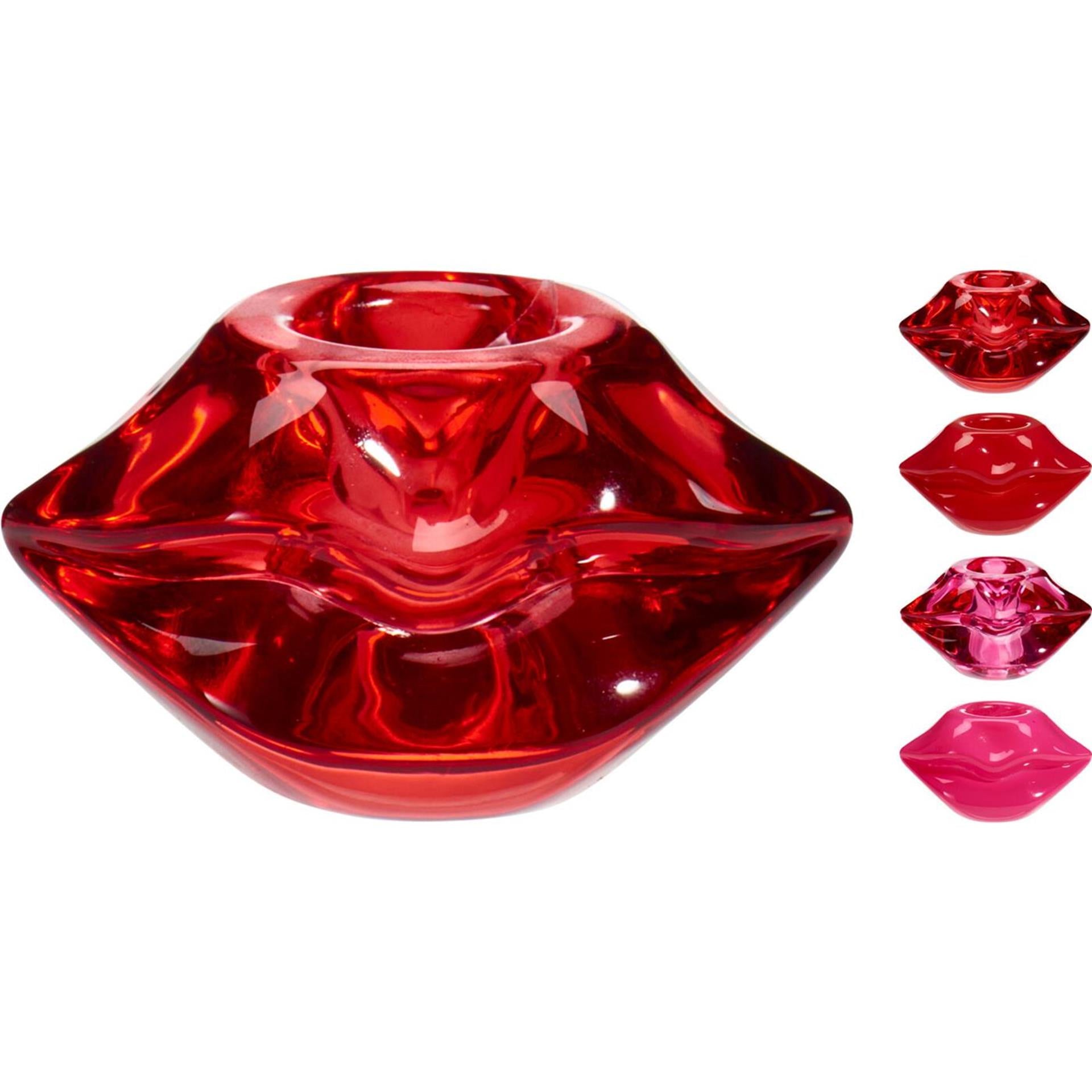 Home styling kaarshouder lippen 7x4cm 4 assorti