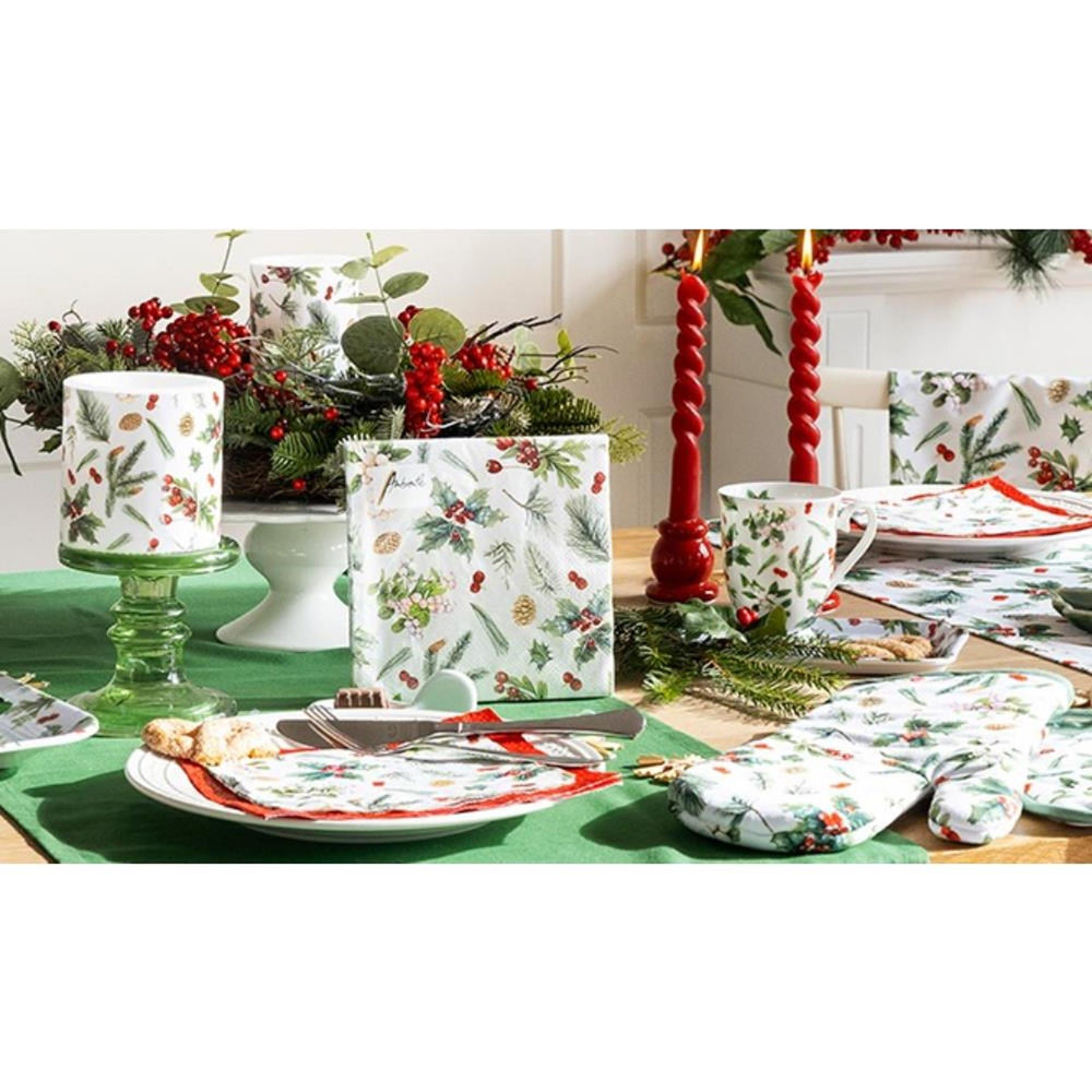 Ambiente tafelloper winter greenery wit