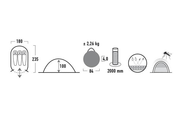 High peak Pop-up tent Vision 3-persoons 235 x 180 x 100 cm zwart
