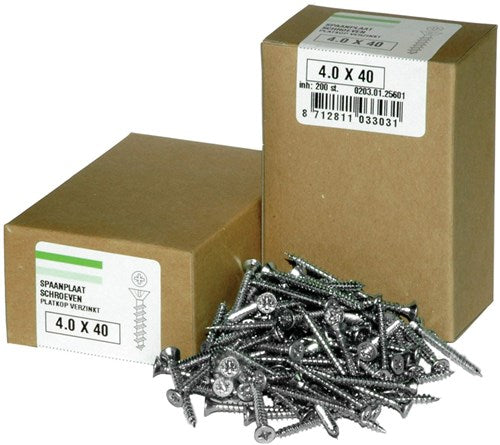 Hoenderdaal fasteners hoenderdaal spaanplaatschroef vz pk pz2 4.0x40 | 200 stuks - 0203.01.25601