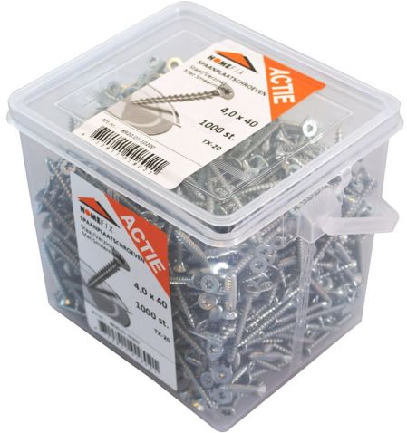 Homefix actie-emmer spaanplaatschroef vz pk +snijpunt torx tx20 4.0x30 | 1200 stuks - 8920.01.10100