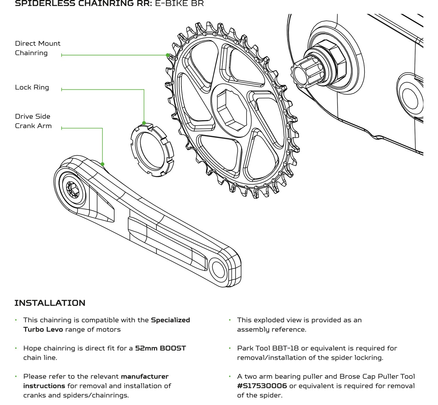 Hope r22 e-bike chainring direct mount brose specialized | 34 zähne