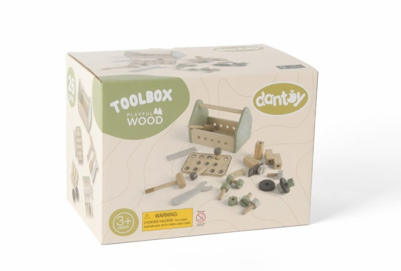 Dantoy houten gereedschapsbox 26-delig in doos
