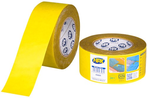 Hpx papieren afdichtingstape | geel | 60mm x 25m - ai6025 - ai6025
