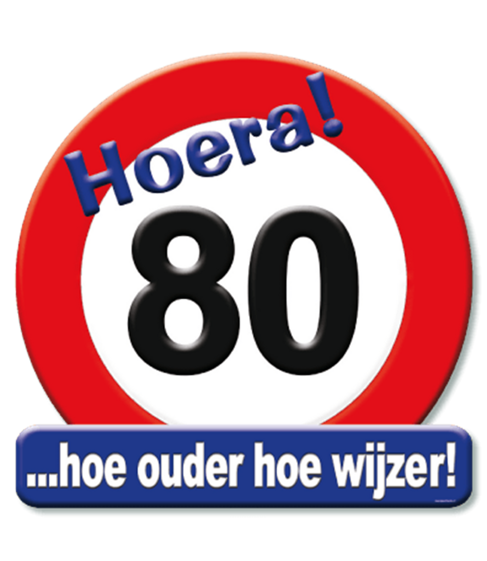 Paperdreams huldeschild 80 jaar kroonschild verkeersbord 80 jaar 50cm