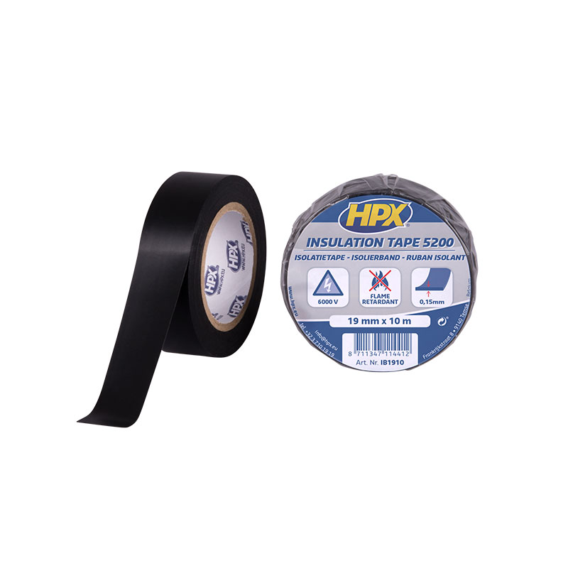 Hpx pvc isolatietape 19 mm x 10 meter - zwart