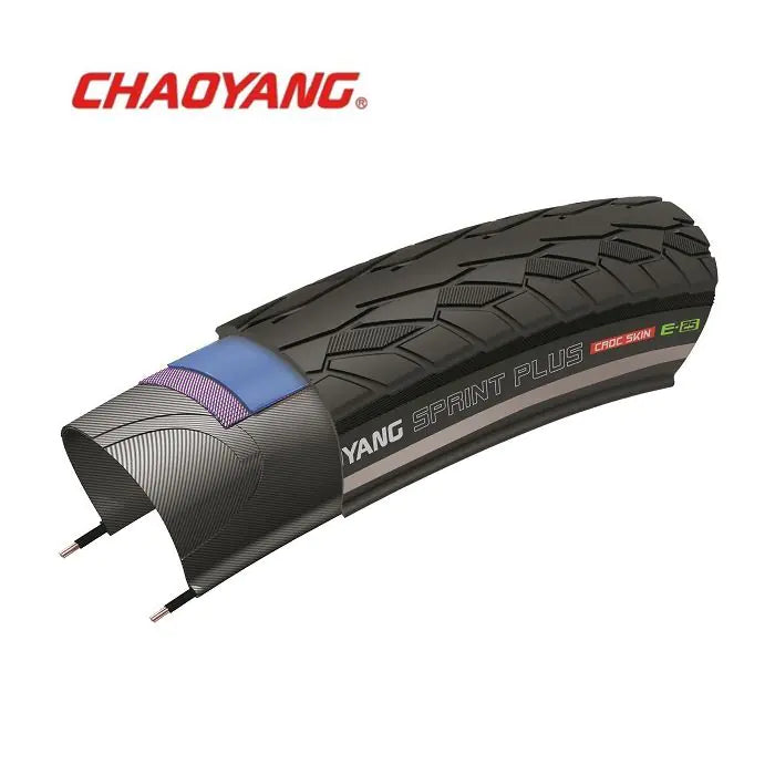 Chaoyang 28x1 5 8x1 3 8 (37-622) sprint plus zwart reflex draad crocskin (1.5 mm kevlar-floc+ nylon breaker)