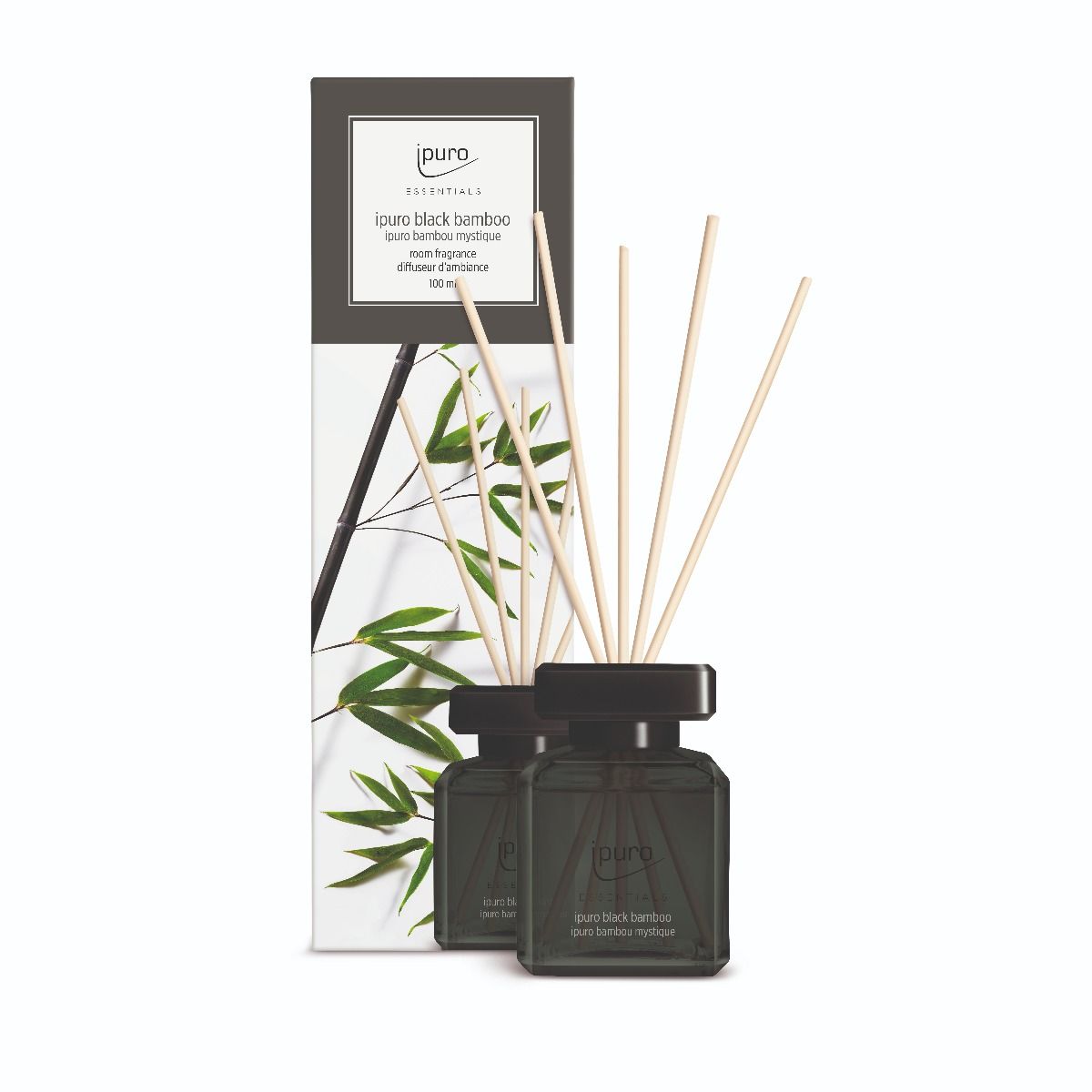 Ipuro 6 stuks geurverspreider zwart bamboe 100 ml